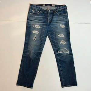 Adriano Goldschmied distressed stilt cigarette crop jeans blue denim 29 cropped
